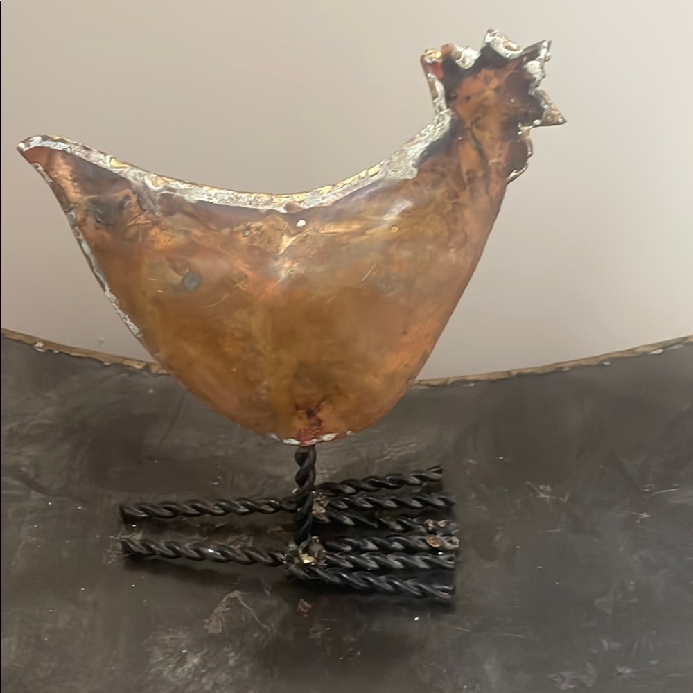 Rustic Metal Rooster Sculpture